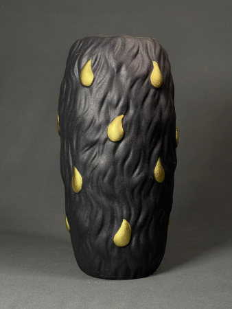 Ваза MS-37 черная золотые капли 26,5 см